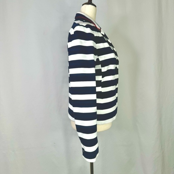 Gap Academy Blazer navy white stripes jersey knit two button size 6 - Picture 3 of 12